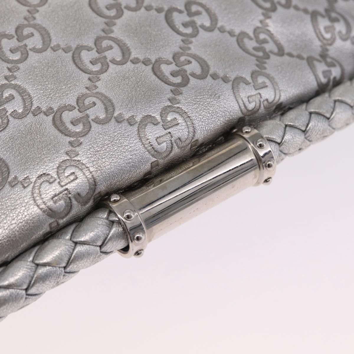 GUCCI GG Canvas Guccissima Britt Shoulder Bag Leather Silver 167732 Auth 210889V