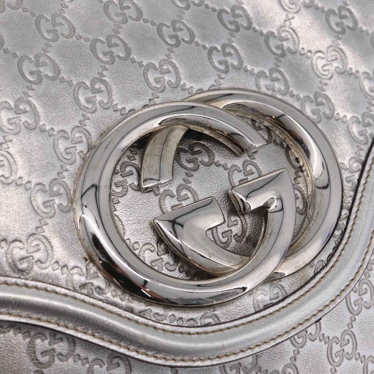 GUCCI GG Canvas Guccissima Britt Shoulder Bag Leather Silver 167732 Auth 210889V
