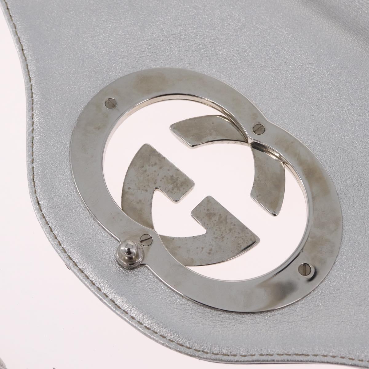 GUCCI GG Canvas Guccissima Britt Shoulder Bag Leather Silver 167732 Auth 210889V
