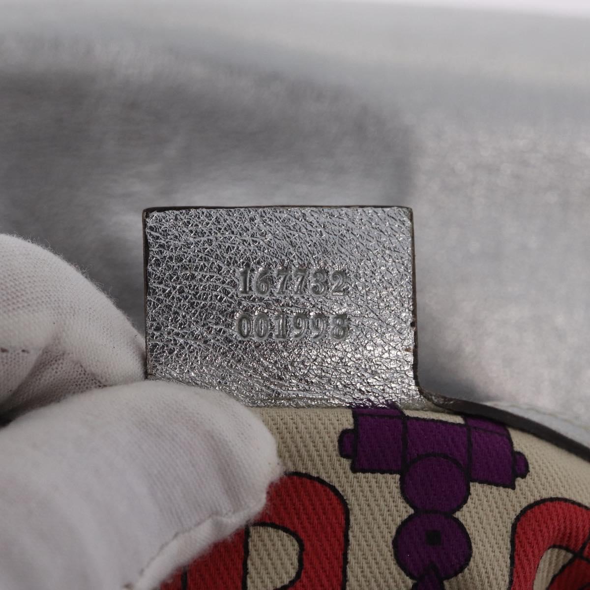 GUCCI GG Canvas Guccissima Britt Shoulder Bag Leather Silver 167732 Auth 210889V