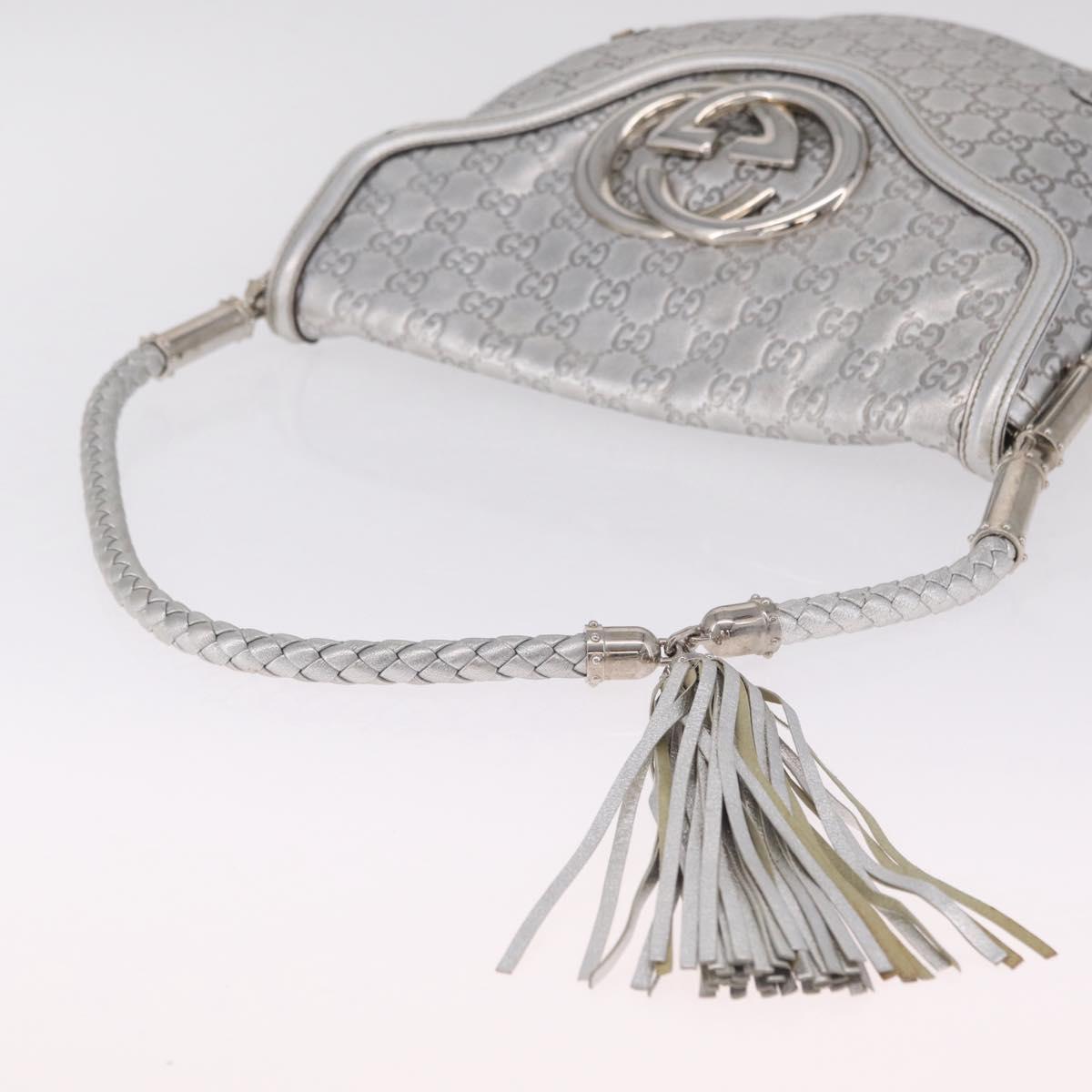 GUCCI GG Canvas Guccissima Britt Shoulder Bag Leather Silver 167732 Auth 210889V