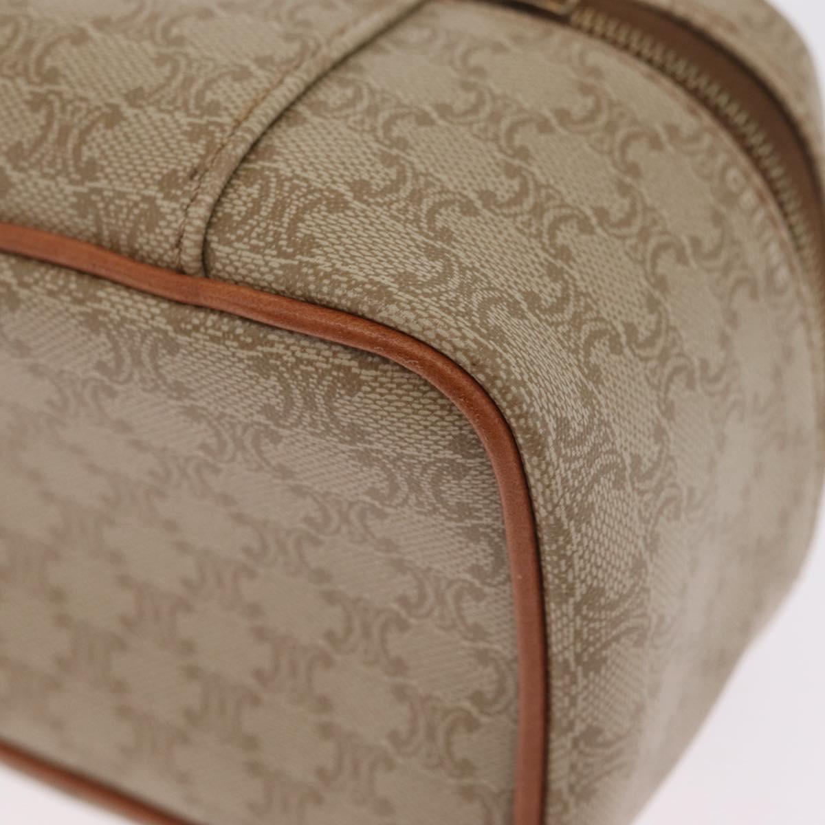 CELINE Macadam Canvas Vanity Hand Bag PVC Beige Gold Auth 210891V