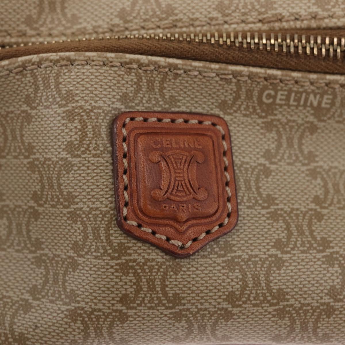 CELINE Macadam Canvas Vanity Hand Bag PVC Beige Gold Auth 210891V
