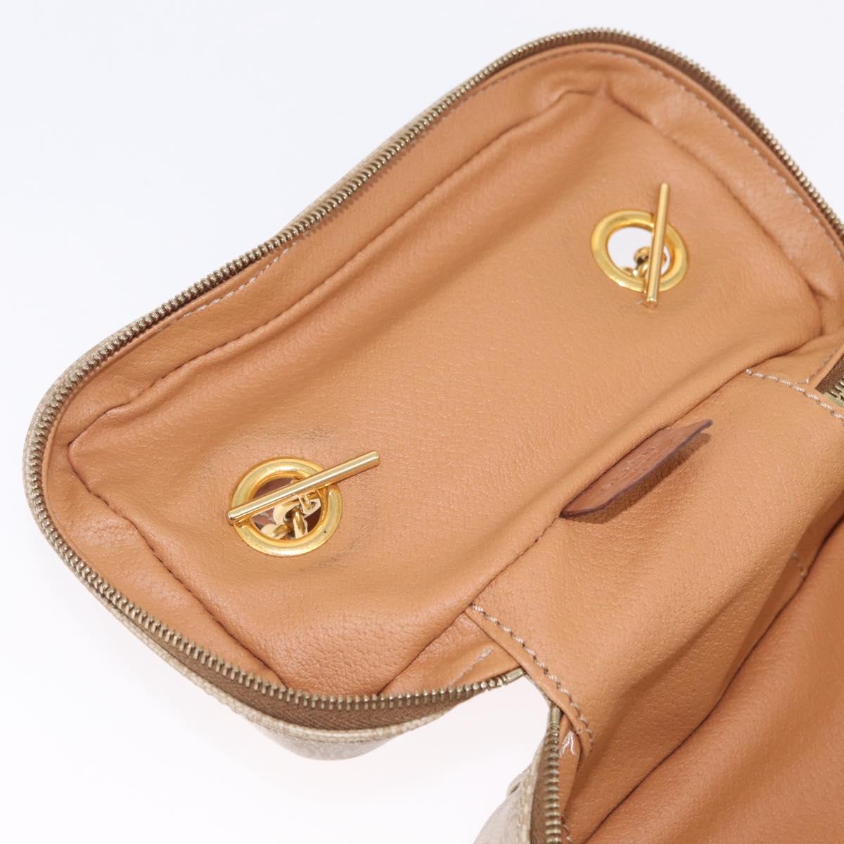 CELINE Macadam Canvas Vanity Hand Bag PVC Beige Gold Auth 210891V