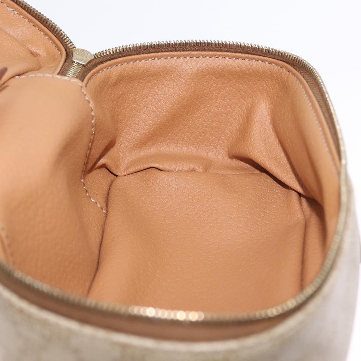 CELINE Macadam Canvas Vanity Hand Bag PVC Beige Gold Auth 210891V