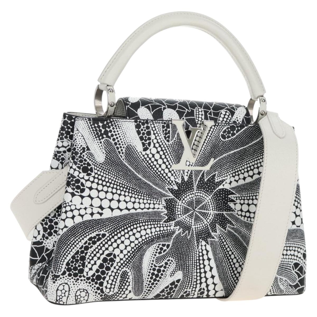 LOUIS VUITTON x YK Capsine MM Hand Bag Leather White Silver M21705 Auth 210898SM