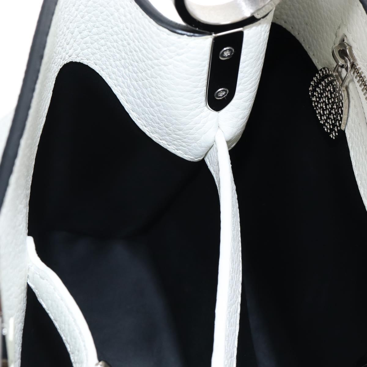 LOUIS VUITTON x YK Capsine MM Hand Bag Leather White Silver M21705 Auth 210898SM