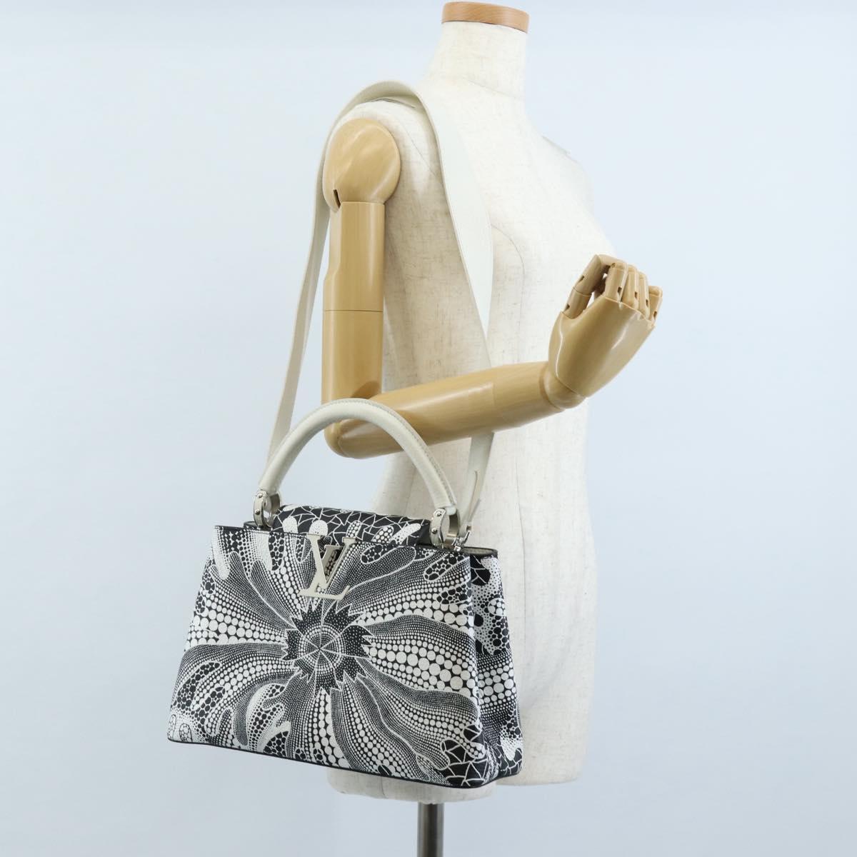 LOUIS VUITTON x YK Capsine MM Hand Bag Leather White Silver M21705 Auth 210898SM