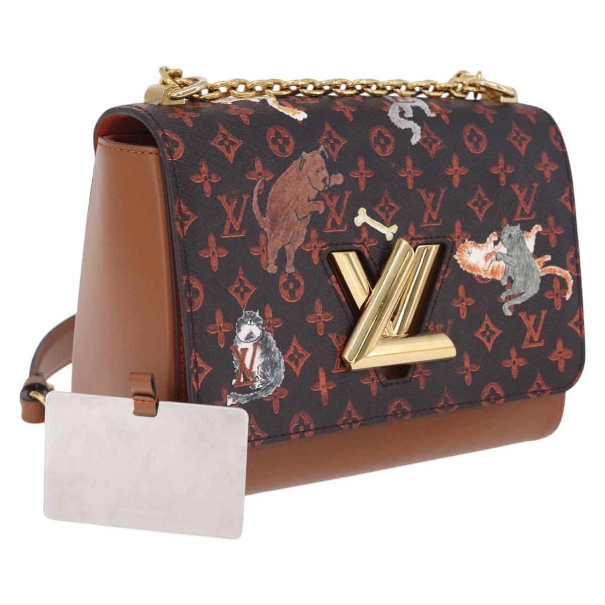 LOUIS VUITTON Catgram Sac Twist MM Shoulder Bag Marron M44408 LV Auth 210899SAM