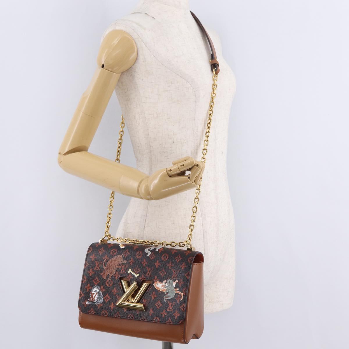 LOUIS VUITTON Catgram Sac Twist MM Shoulder Bag Marron M44408 LV Auth 210899SAM