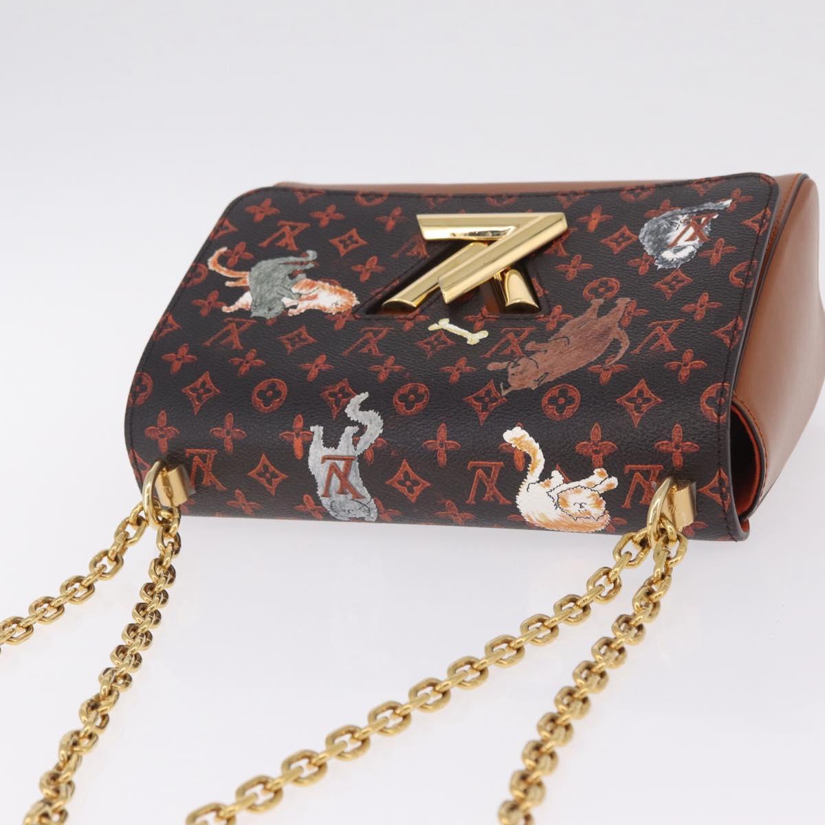 LOUIS VUITTON Catgram Sac Twist MM Shoulder Bag Marron M44408 LV Auth 210899SAM