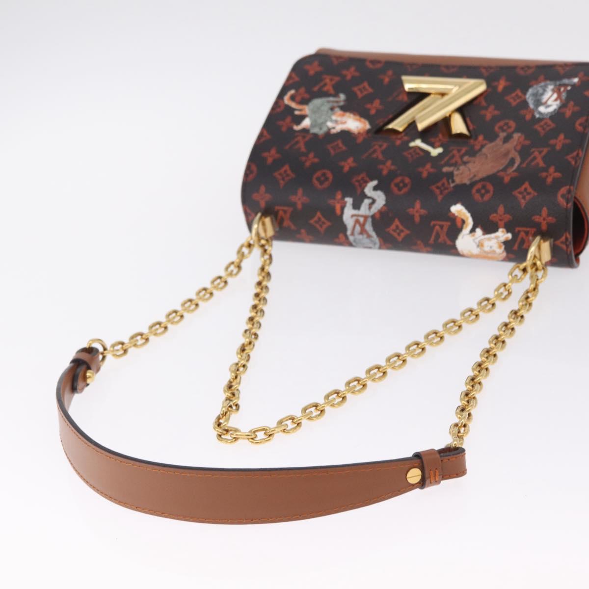 LOUIS VUITTON Catgram Sac Twist MM Shoulder Bag Marron M44408 LV Auth 210899SAM