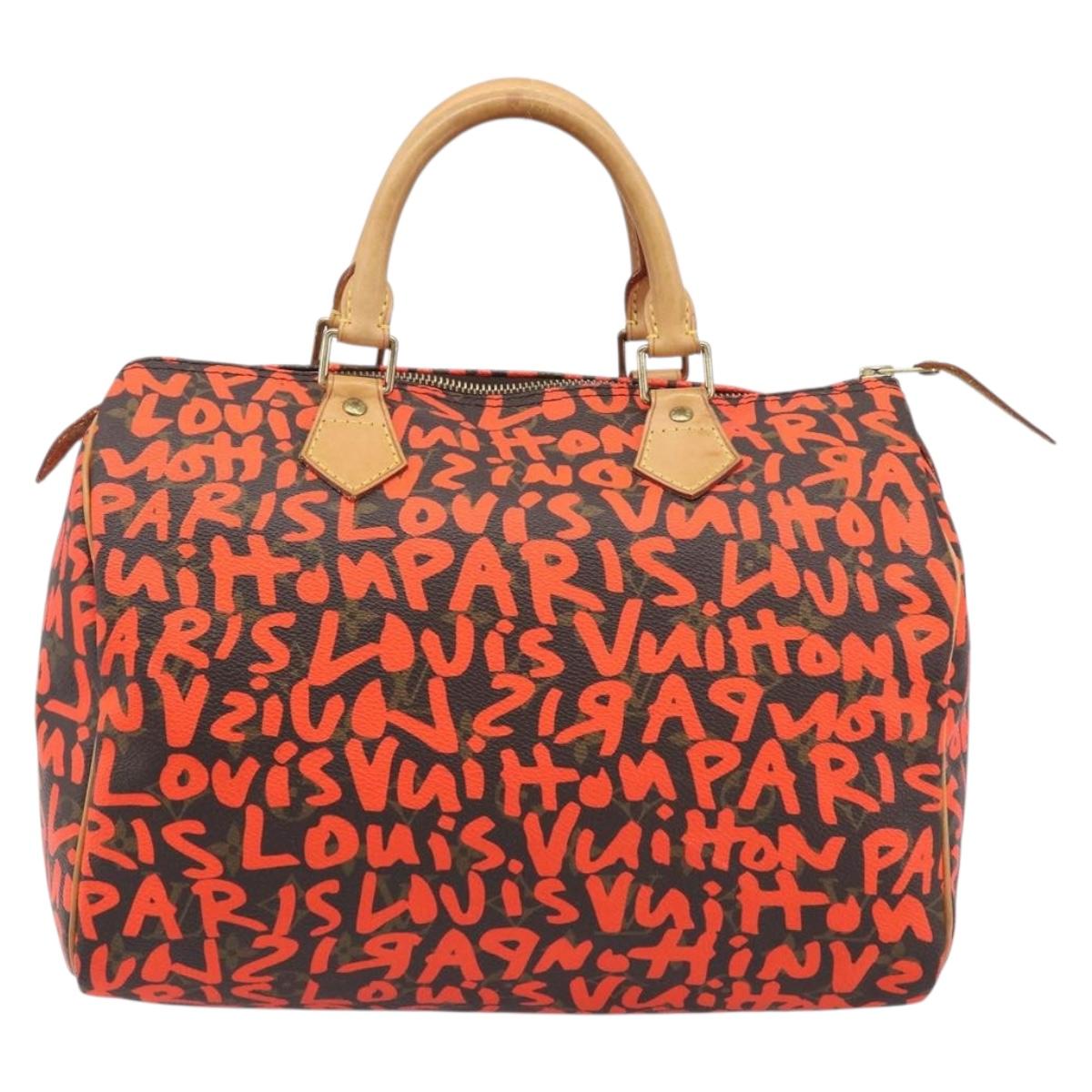 LOUIS VUITTON Monogram Graffiti Speedy 30 Bag Orange M93705 LV Auth 210903SAV
