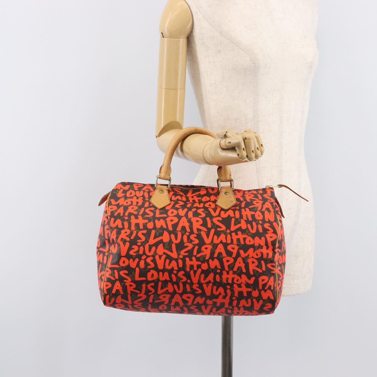 LOUIS VUITTON Monogram Graffiti Speedy 30 Bag Orange M93705 LV Auth 210903SAV