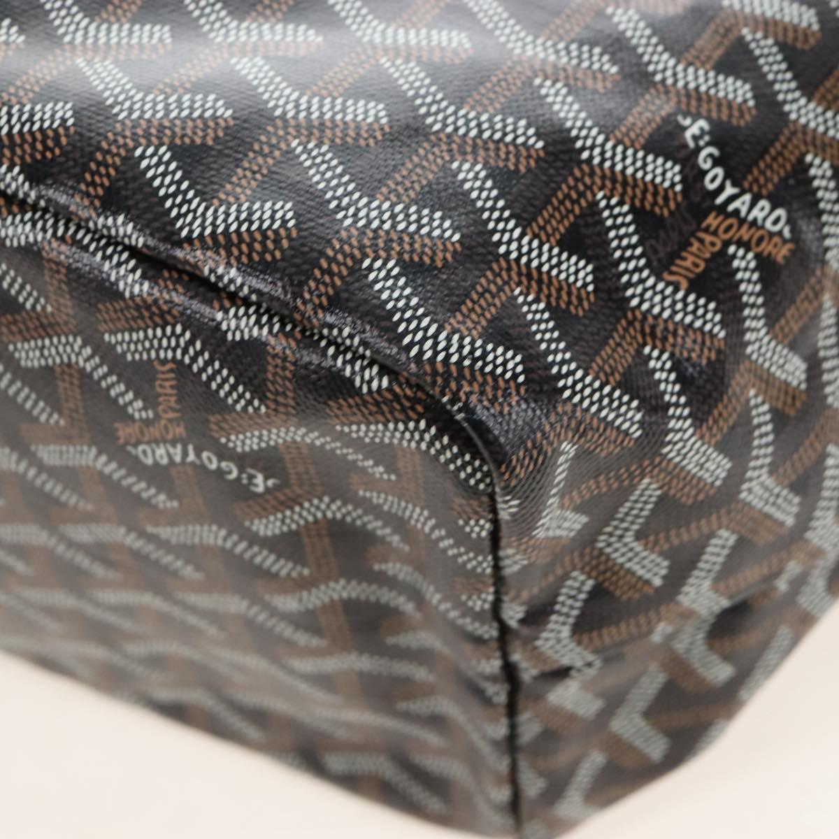 Goyard Herringbone Saint Louis PM Tote Bag PVC Leather Brown Auth 210904SAM
