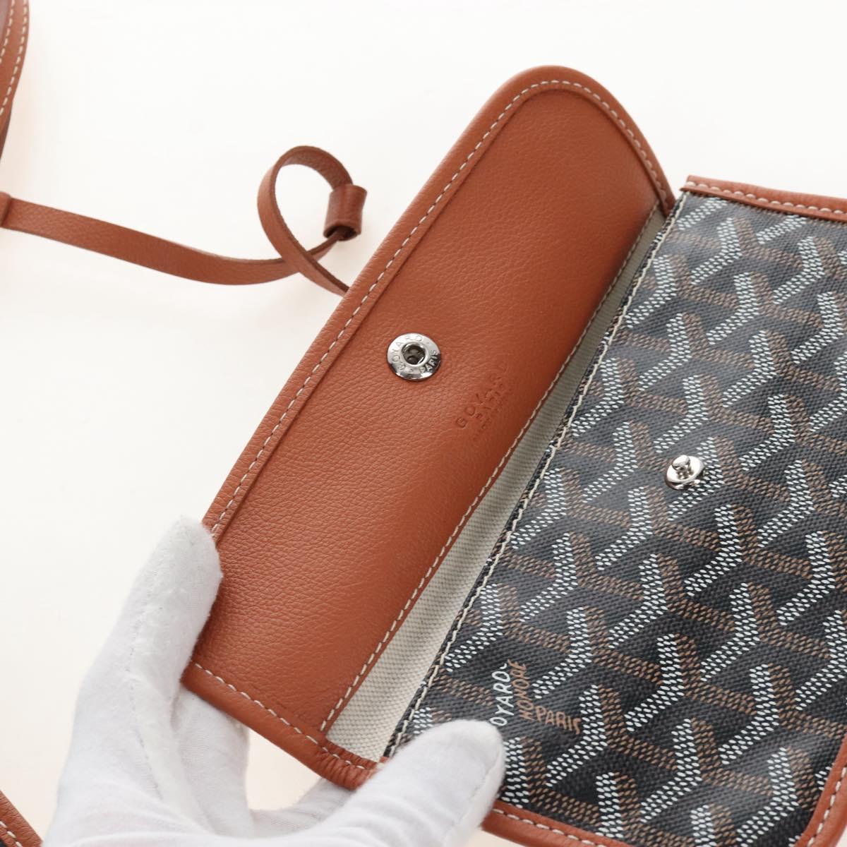 Goyard Herringbone Saint Louis PM Tote Bag PVC Leather Brown Auth 210904SAM