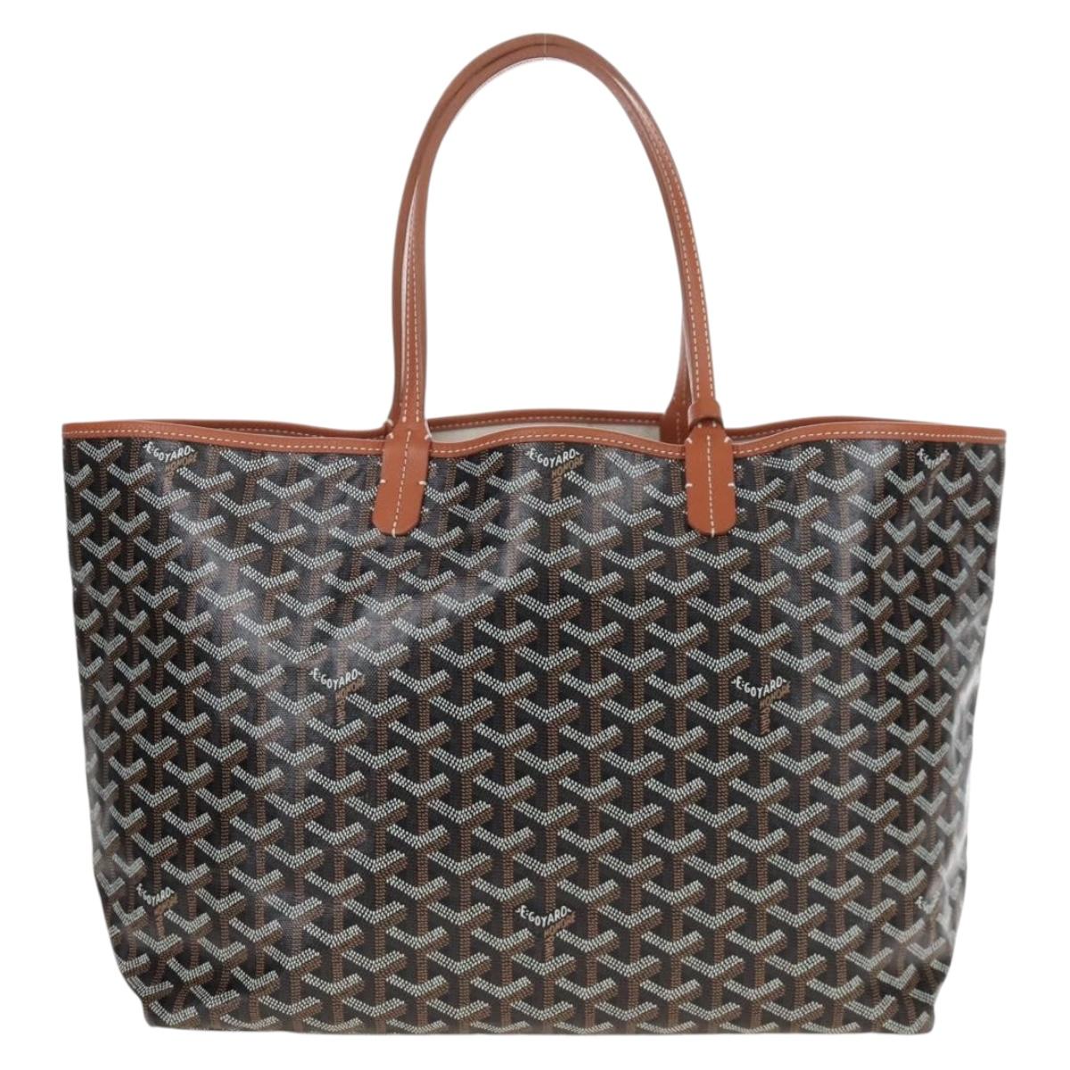 Goyard Herringbone Saint Louis PM Tote Bag PVC Leather Brown Auth 210904SAM