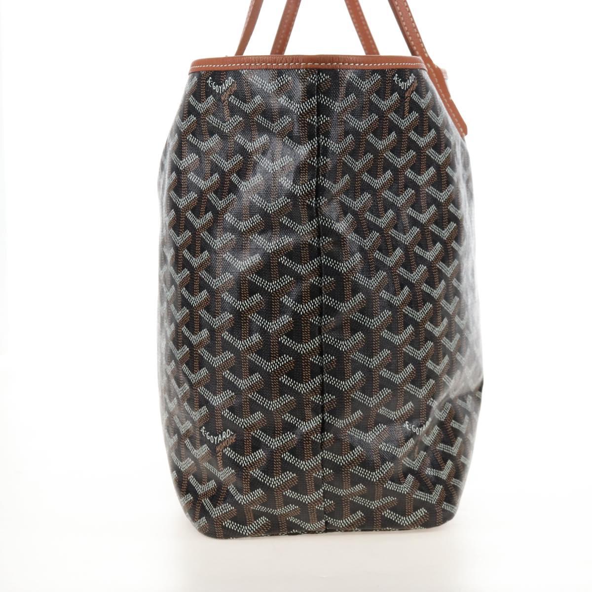 Goyard Herringbone Saint Louis PM Tote Bag PVC Leather Brown Auth 210904SAM