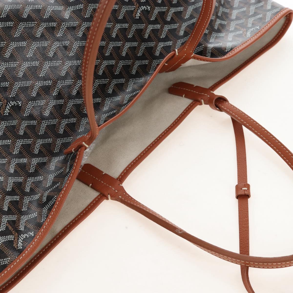 Goyard Herringbone Saint Louis PM Tote Bag PVC Leather Brown Auth 210904SAM