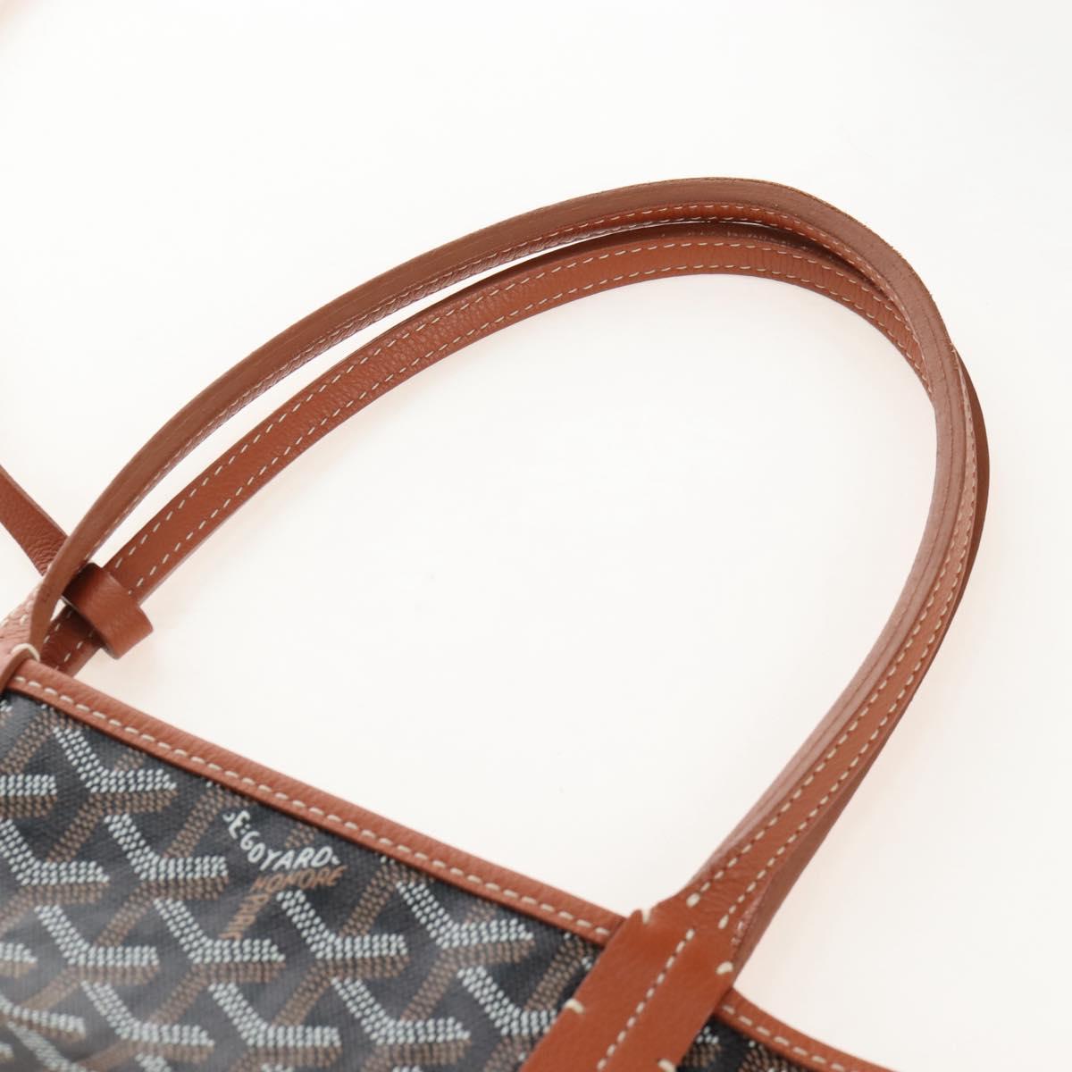 Goyard Herringbone Saint Louis PM Tote Bag PVC Leather Brown Auth 210904SAM