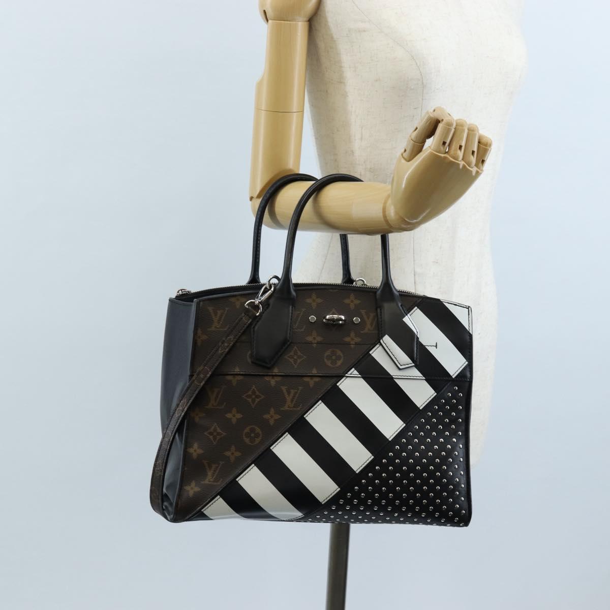 LOUIS VUITTON Monogram City Steamer MM Hand Bag Noir Silver M42347 Auth 210906SM