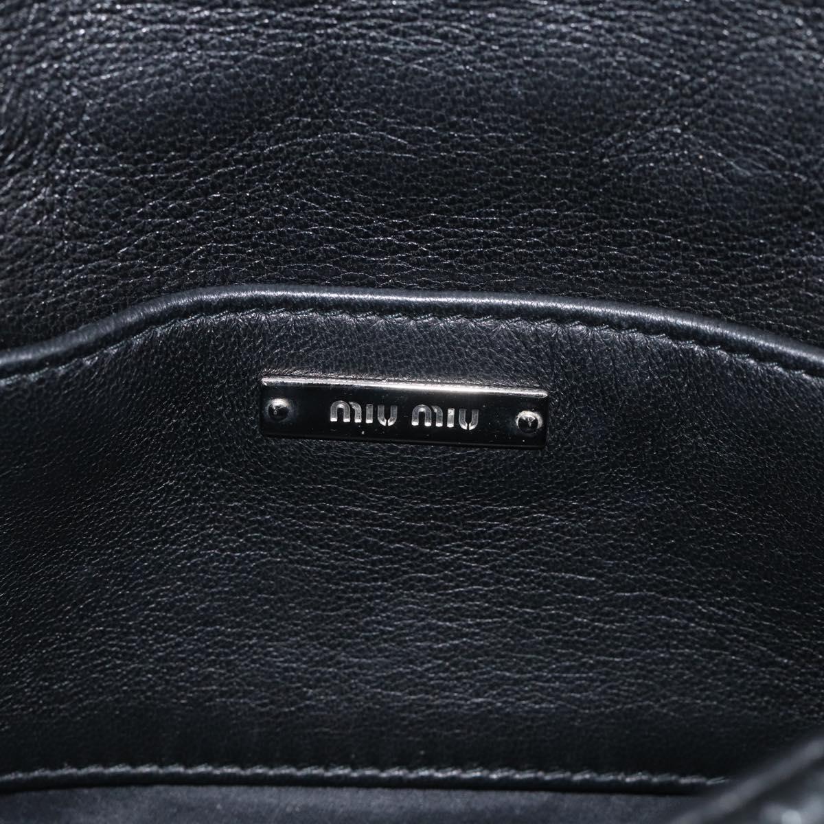 Miu Miu Gathered Chain Shoulder Bag Leather 2way Black Silver Auth 210909SAM