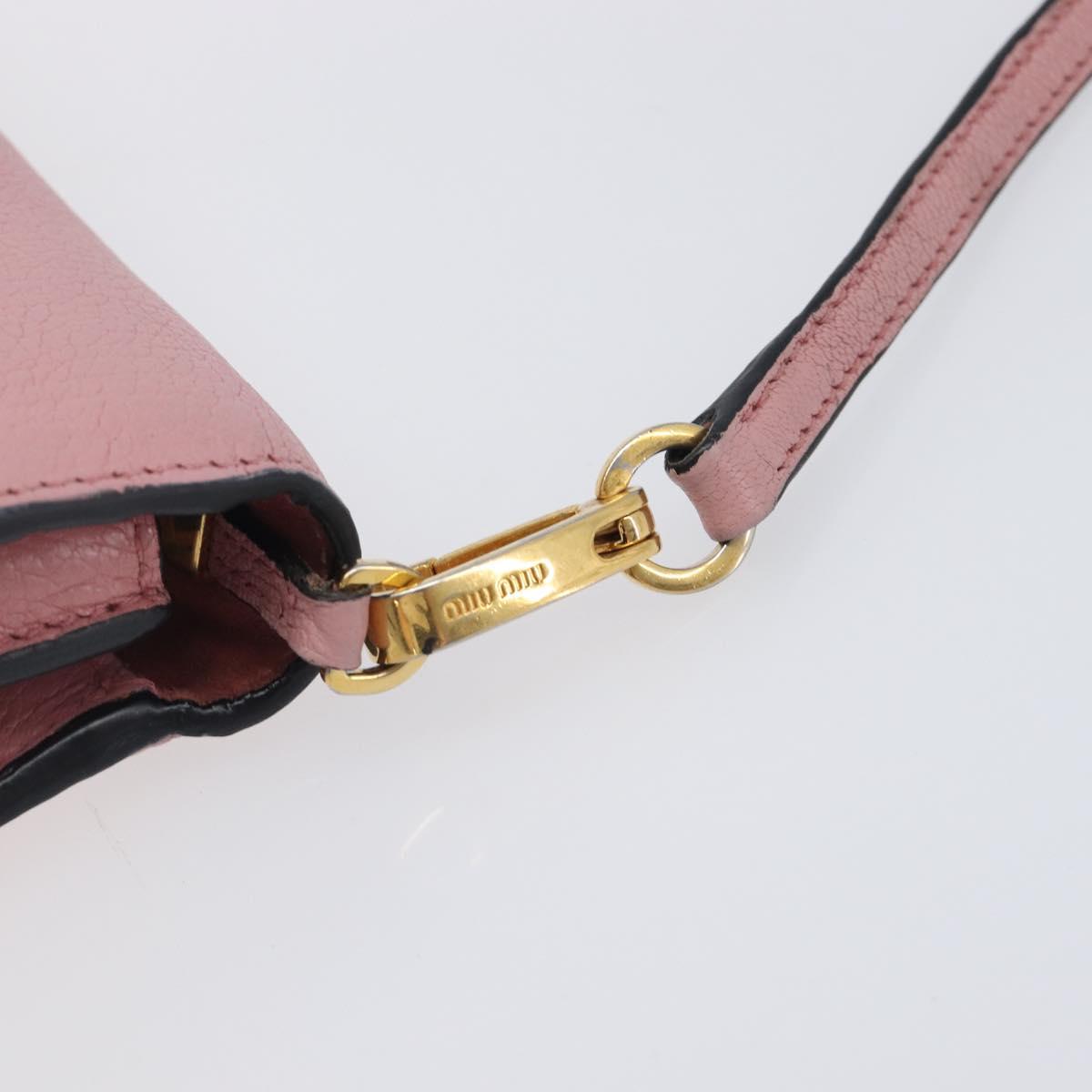 Miu Miu Madras Shoulder Bag Leather Pink Gold Auth 210911