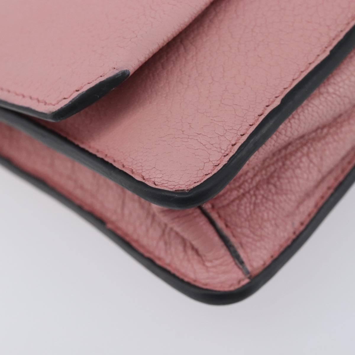 Miu Miu Madras Shoulder Bag Leather Pink Gold Auth 210911