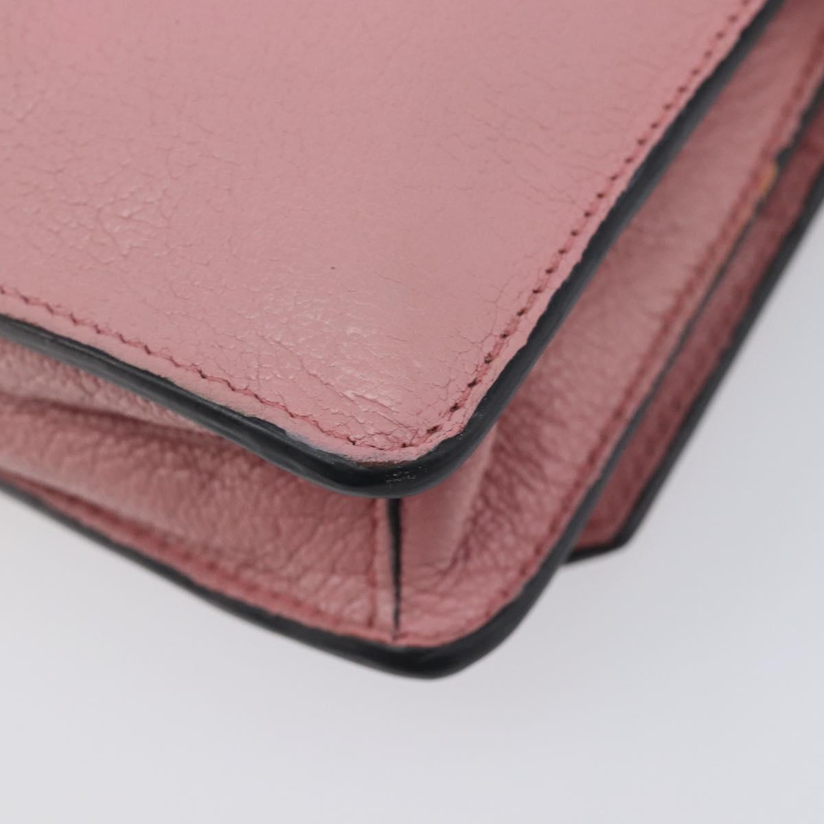 Miu Miu Madras Shoulder Bag Leather Pink Gold Auth 210911