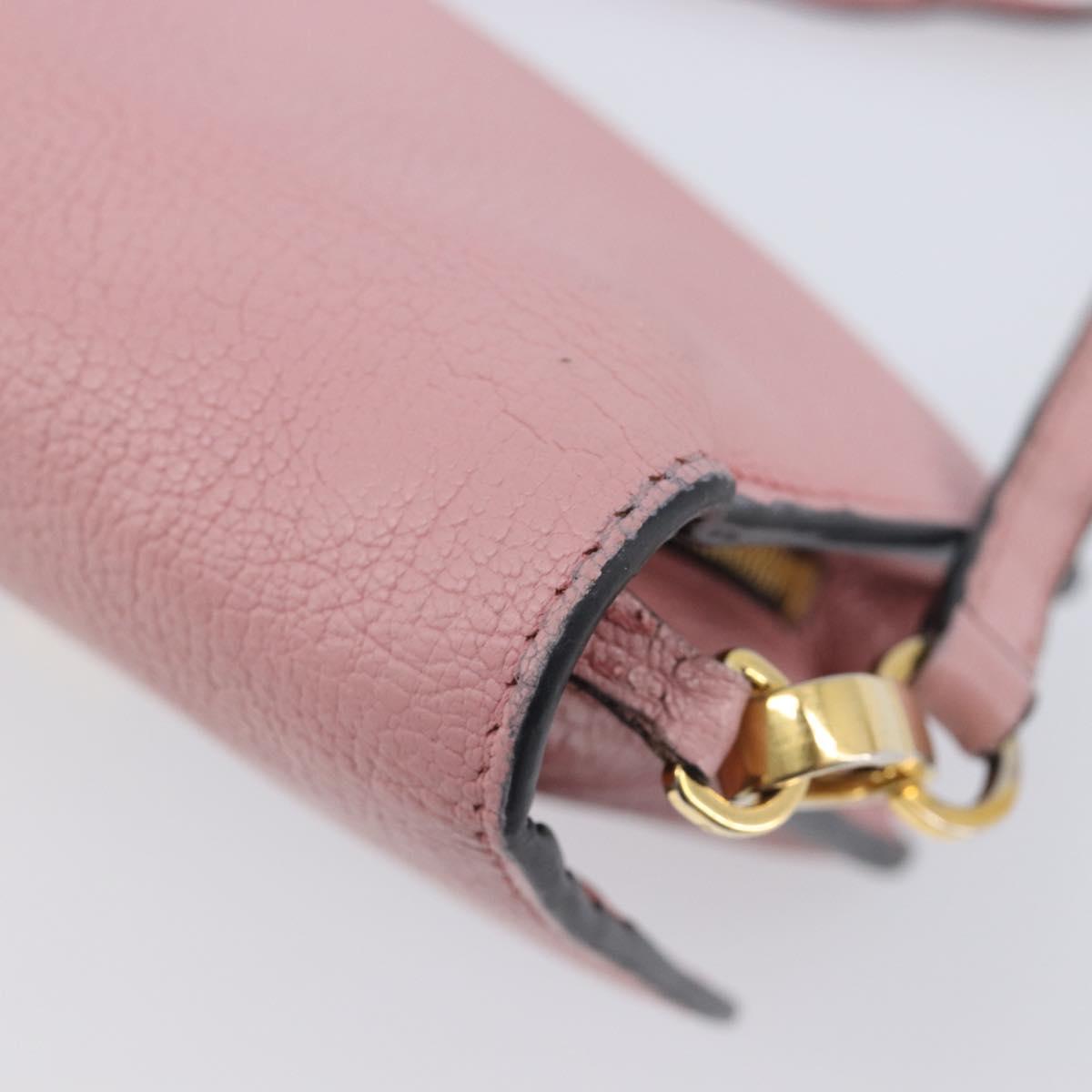 Miu Miu Madras Shoulder Bag Leather Pink Gold Auth 210911