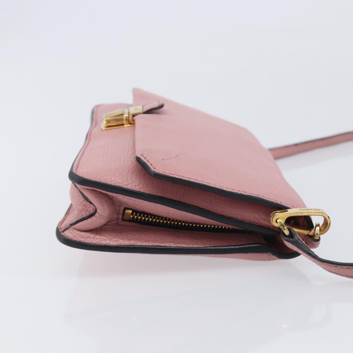 Miu Miu Madras Shoulder Bag Leather Pink Gold Auth 210911