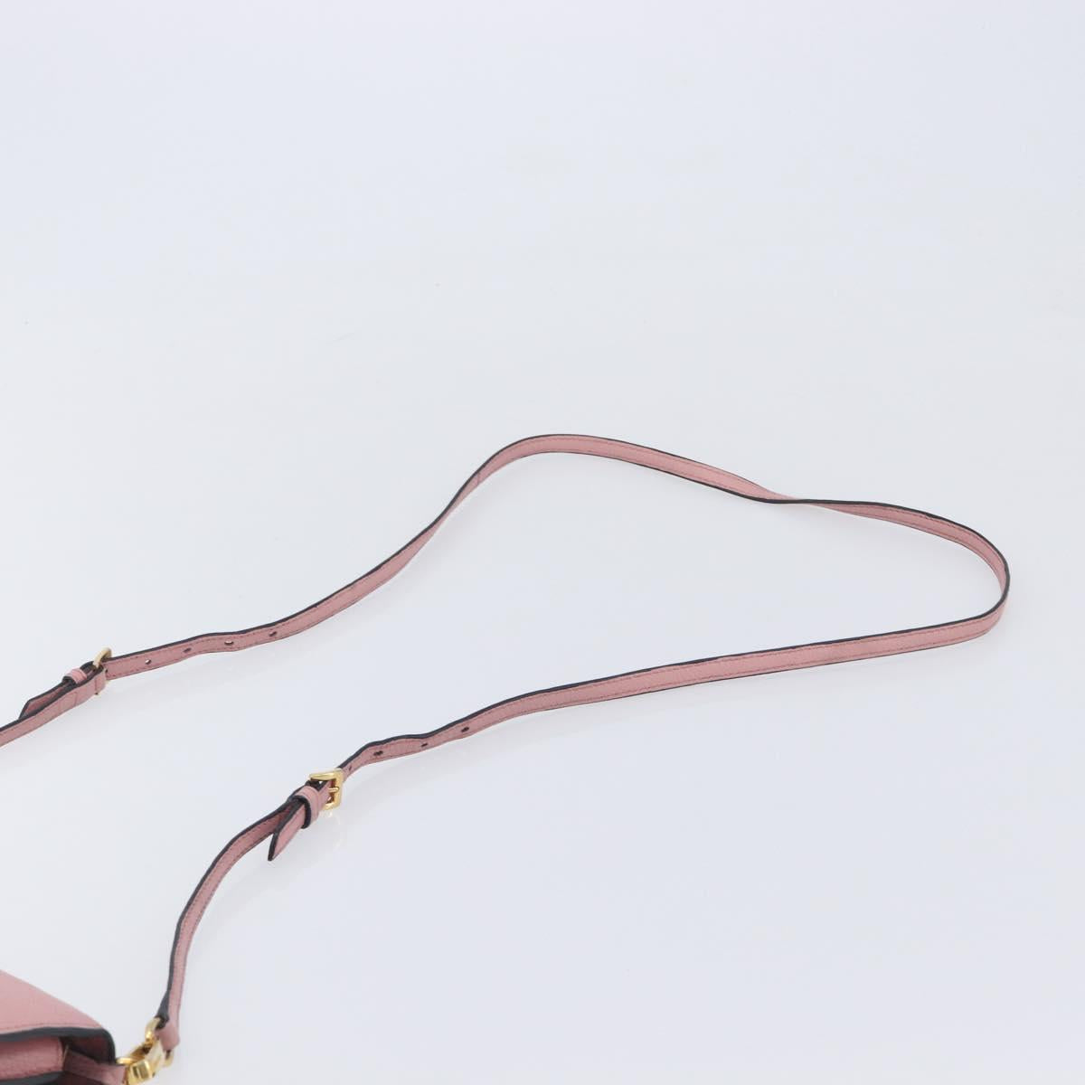 Miu Miu Madras Shoulder Bag Leather Pink Gold Auth 210911