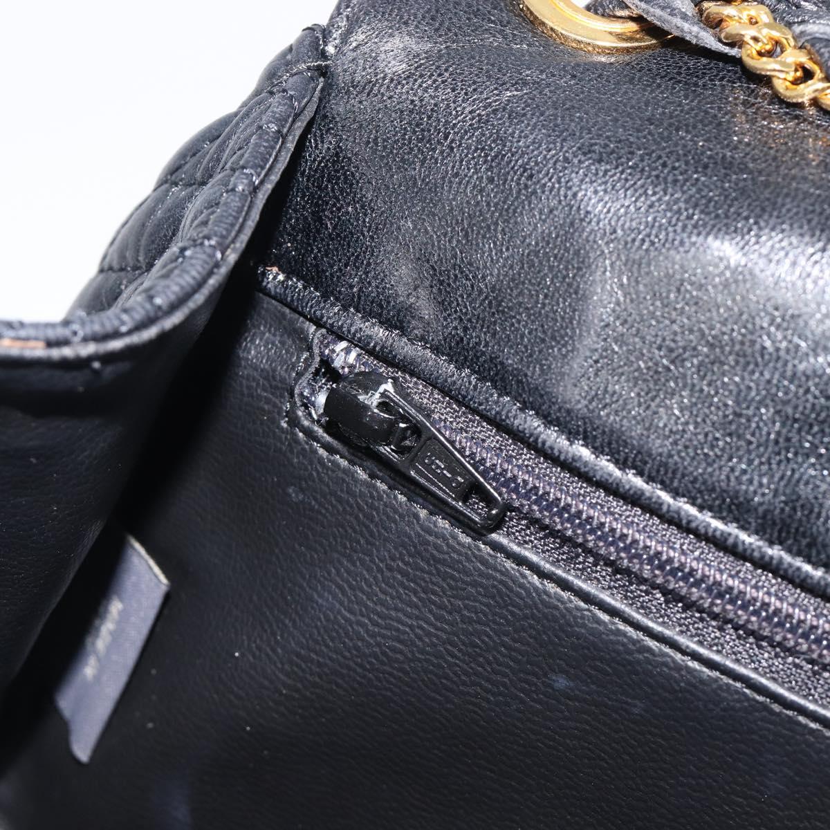 Bally Chain Shoulder Bag Leather Black Gold Auth 210913A