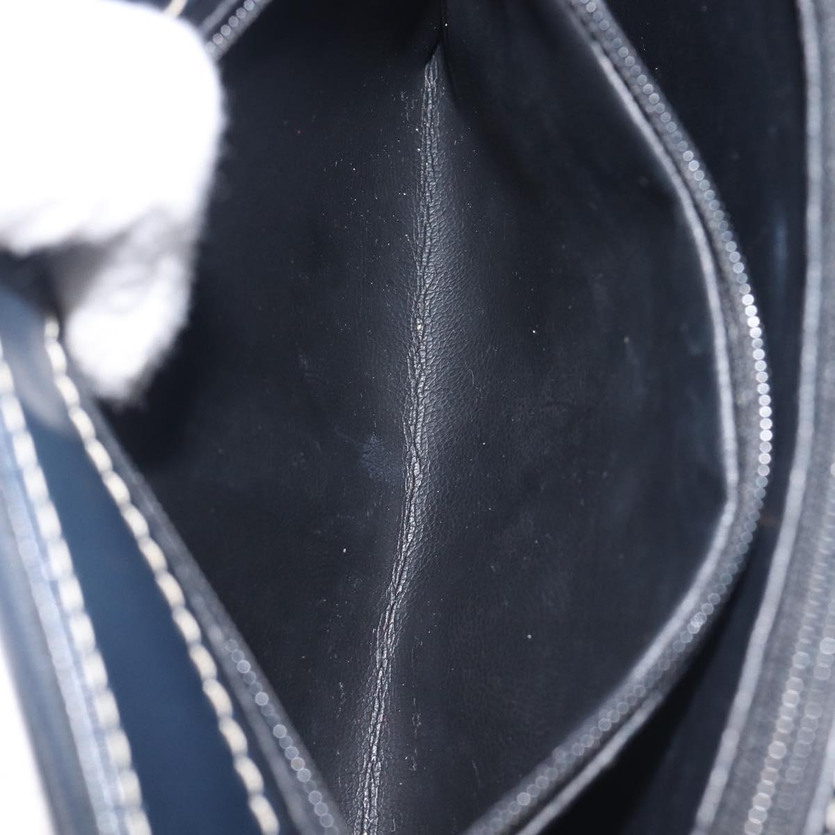 Saint Laurent Shoulder Bag Leather Navy Gold Auth 210914A