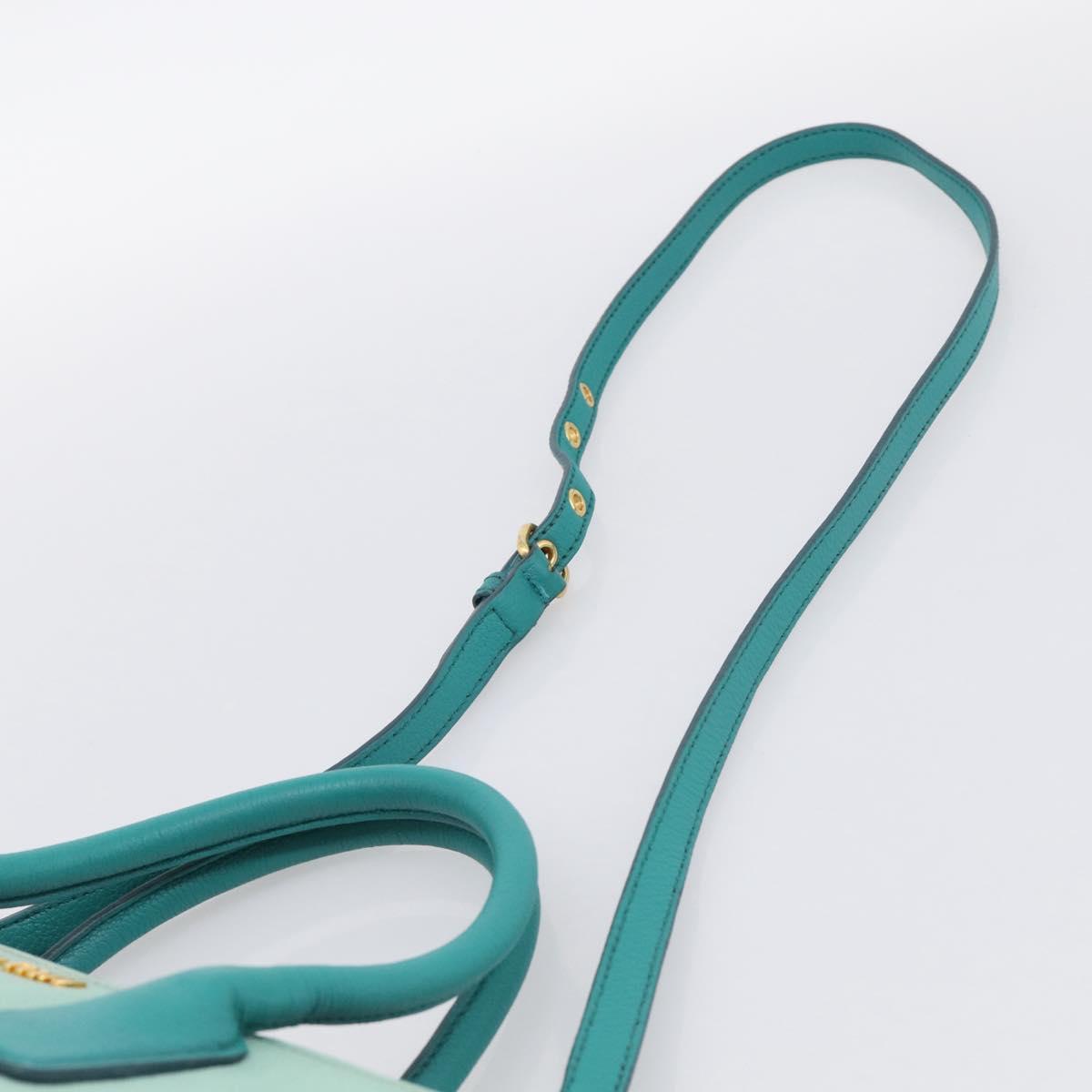Miu Miu Madras Hand Bag Leather 2way Green Gold Auth 210919A