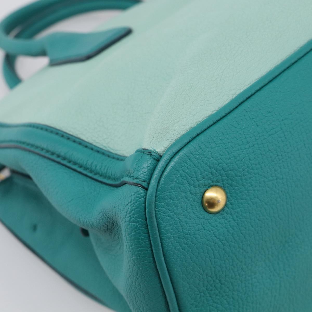 Miu Miu Madras Hand Bag Leather 2way Green Gold Auth 210919A