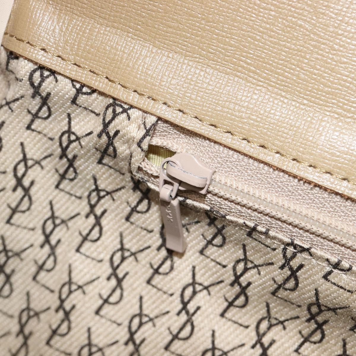 Saint Laurent Hand Bag PVC Leather Beige Gray Auth 210924A
