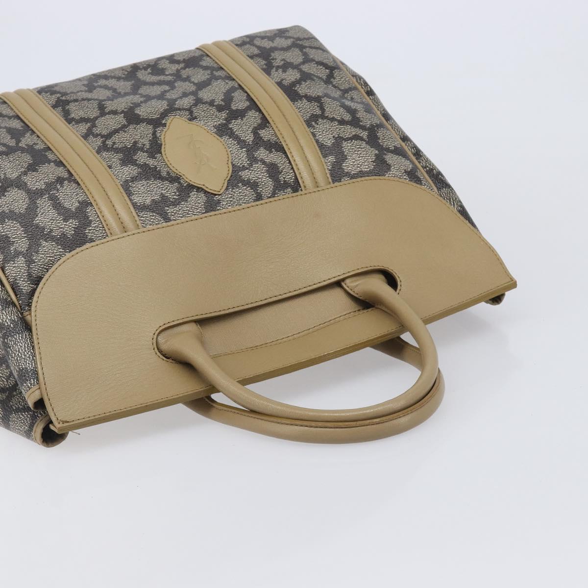 Saint Laurent Hand Bag PVC Leather Beige Gray Auth 210924A