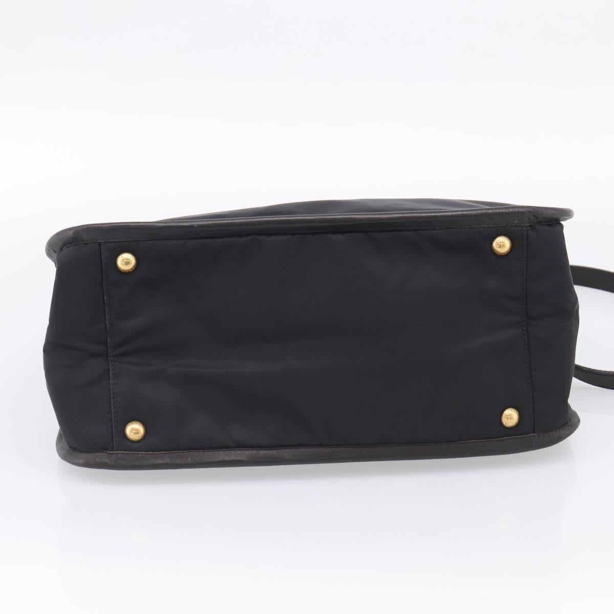 PRADA Hand Bag Nylon 2way Black Gold Auth 210925A