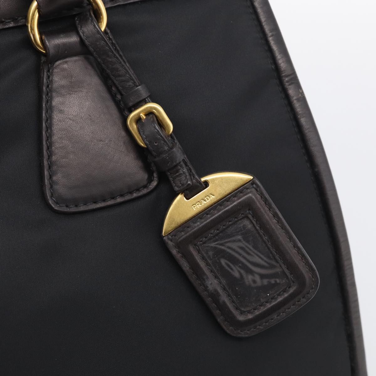 PRADA Hand Bag Nylon 2way Black Gold Auth 210925A