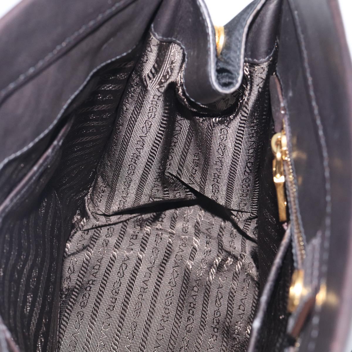 PRADA Hand Bag Nylon 2way Black Gold Auth 210925A