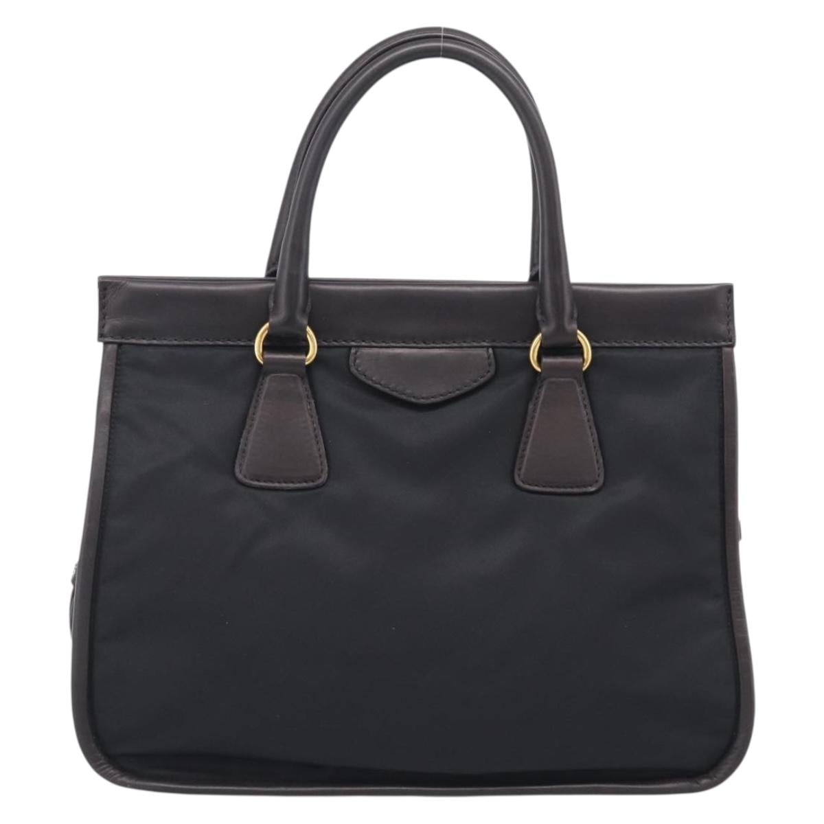 PRADA Hand Bag Nylon 2way Black Gold Auth 210925A