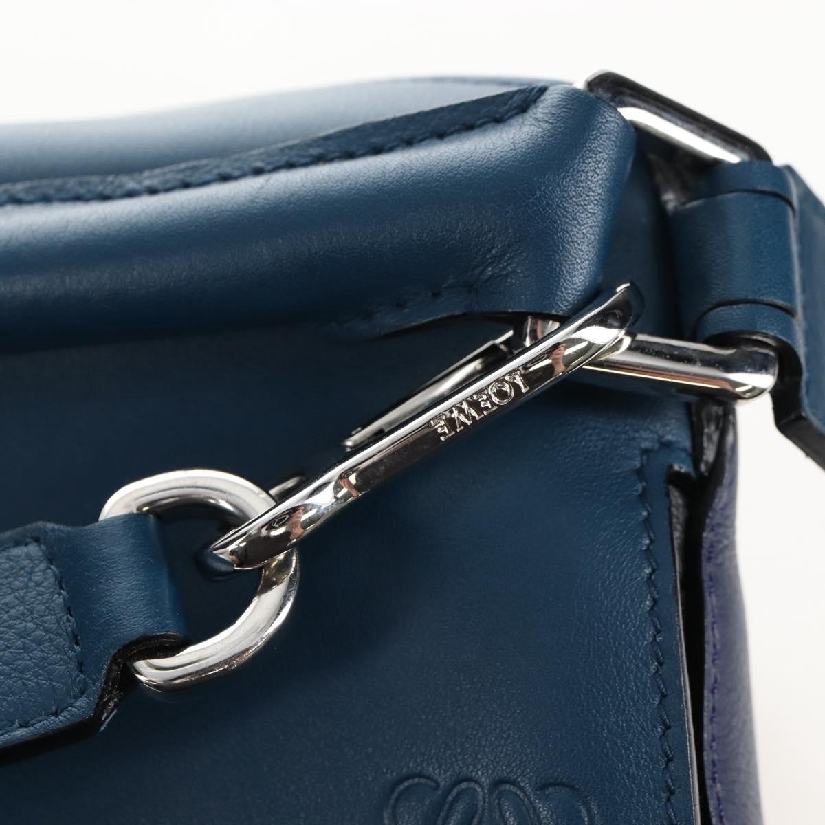 LOEWE Puzzle Hand Bag Leather 2way Blue Silver Auth 210927SAM
