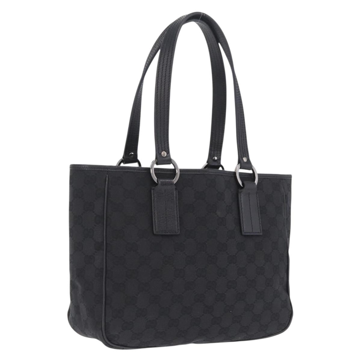 GUCCI GG Canvas Tote Bag Black Silver 113019 Auth 210930A