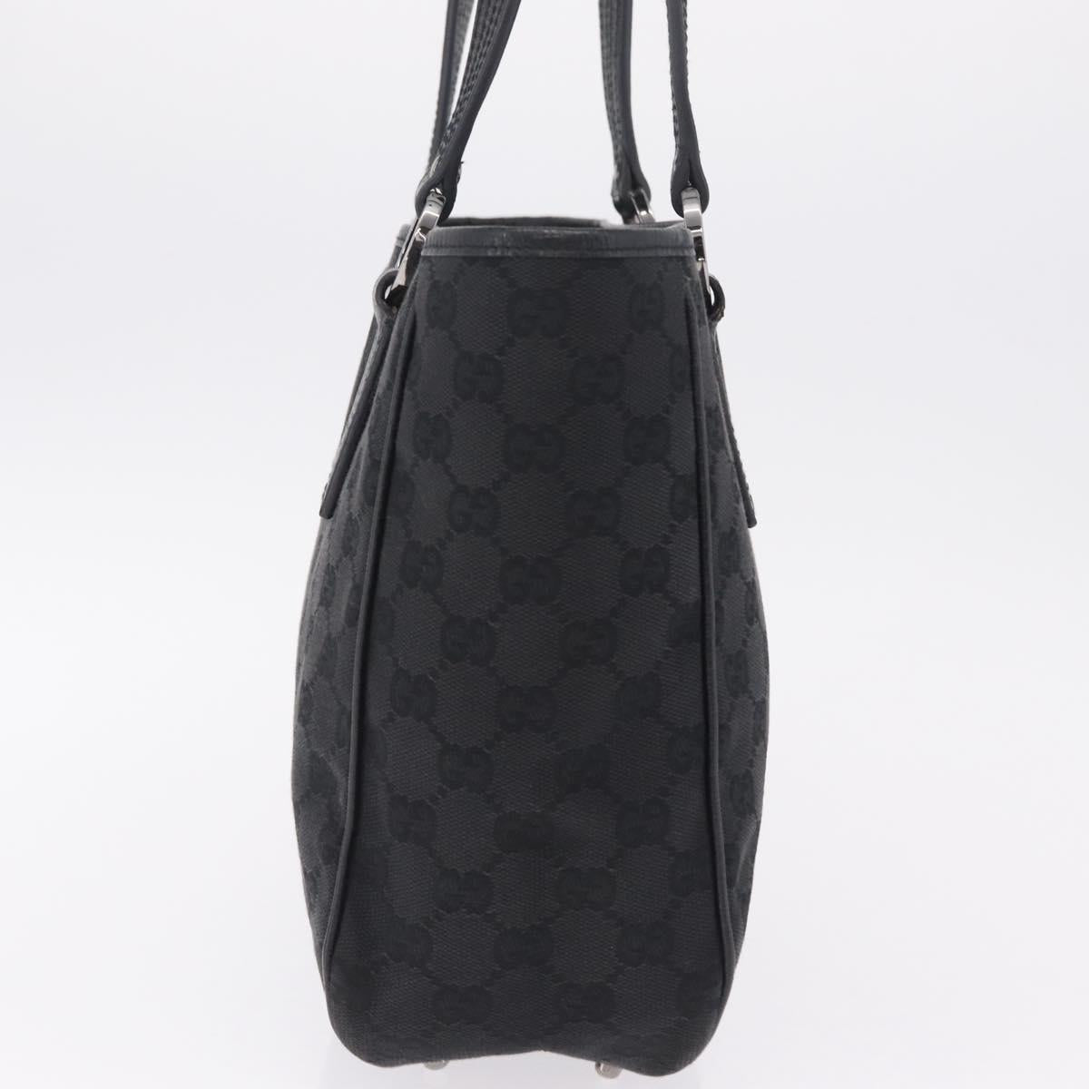 GUCCI GG Canvas Tote Bag Black Silver 113019 Auth 210930A