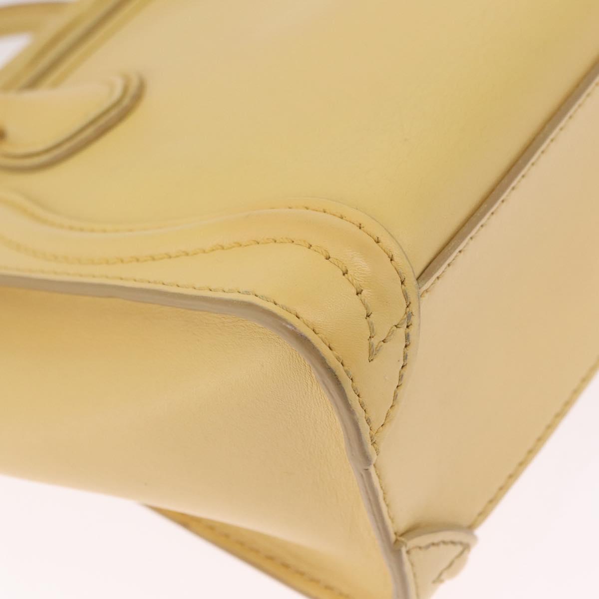 CELINE Luggage Nano Shopper Hand Bag Leather 2way Yellow Gold Auth 210931V
