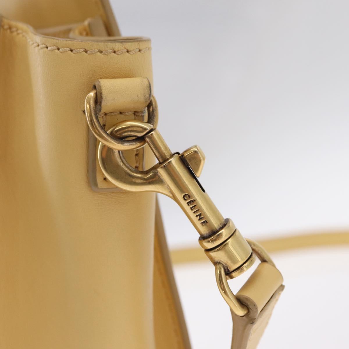 CELINE Luggage Nano Shopper Hand Bag Leather 2way Yellow Gold Auth 210931V