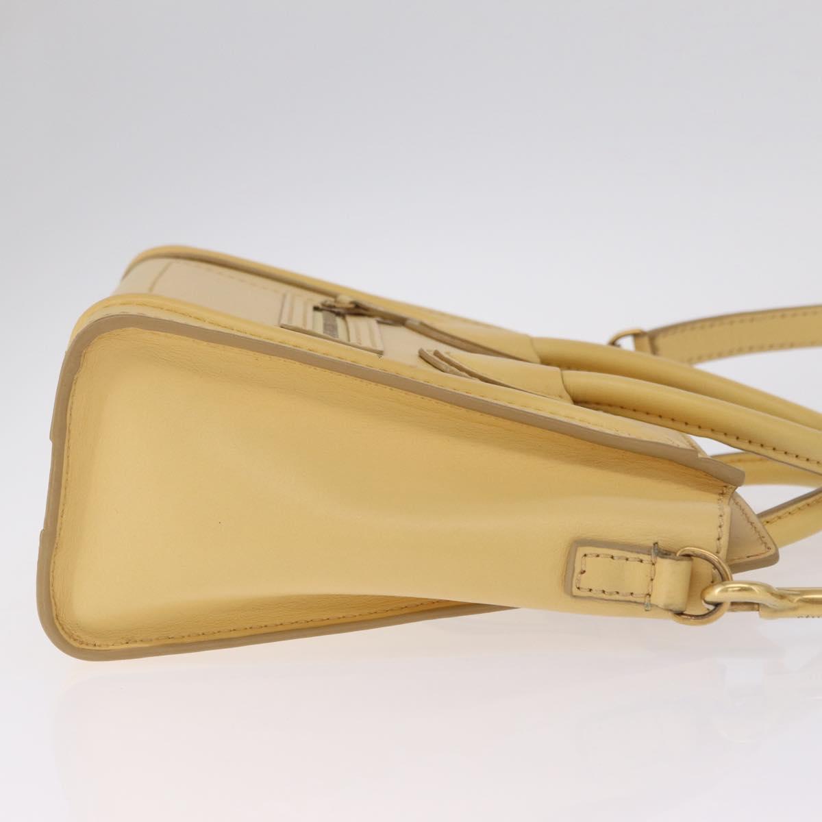 CELINE Luggage Nano Shopper Hand Bag Leather 2way Yellow Gold Auth 210931V