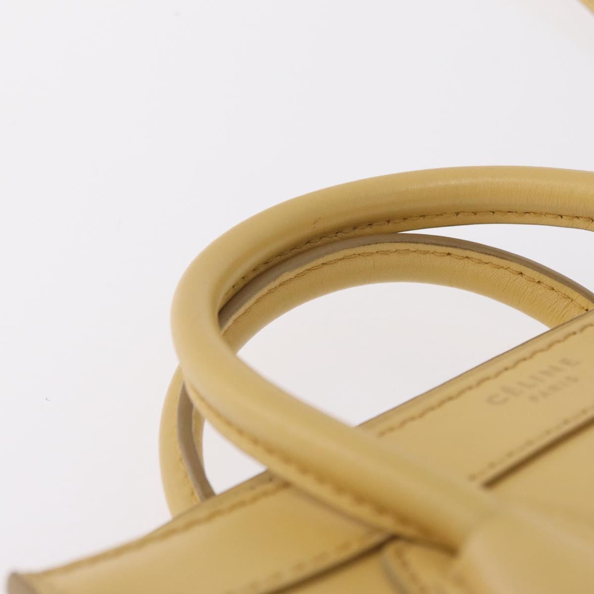 CELINE Luggage Nano Shopper Hand Bag Leather 2way Yellow Gold Auth 210931V