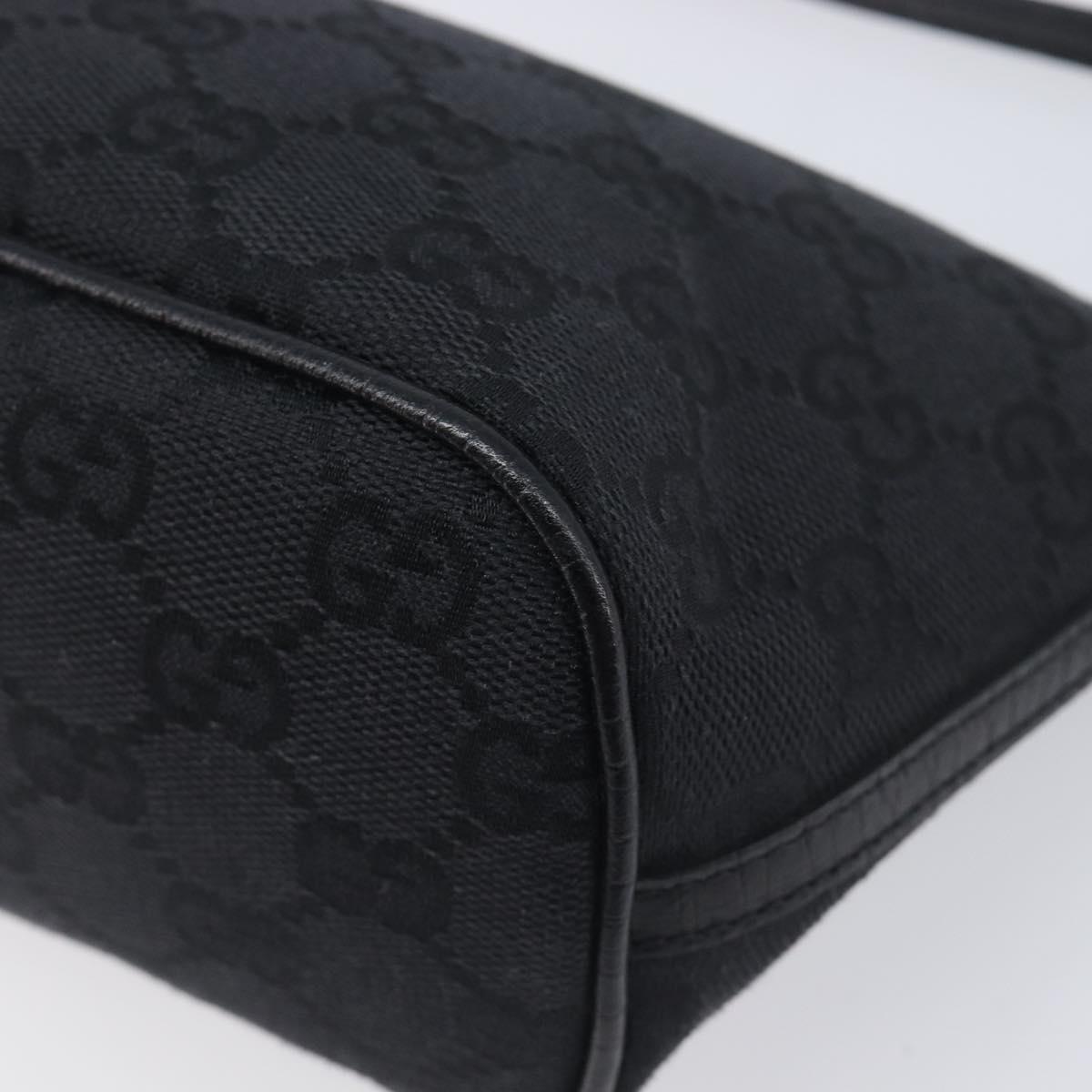 GUCCI GG Canvas Accessory Pouch Black Silver 07198 Auth 210932A